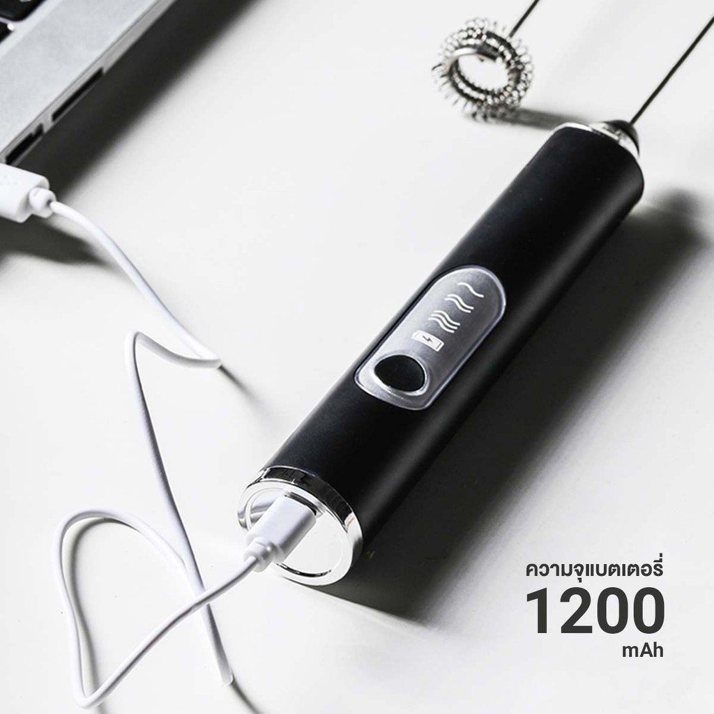 เครื่องตีฟองนม เครื่องตีไข่ ปรับได้3ระดับ ชาร์จ USB อุปกรณ์ทำขนม - รูปที่ 7