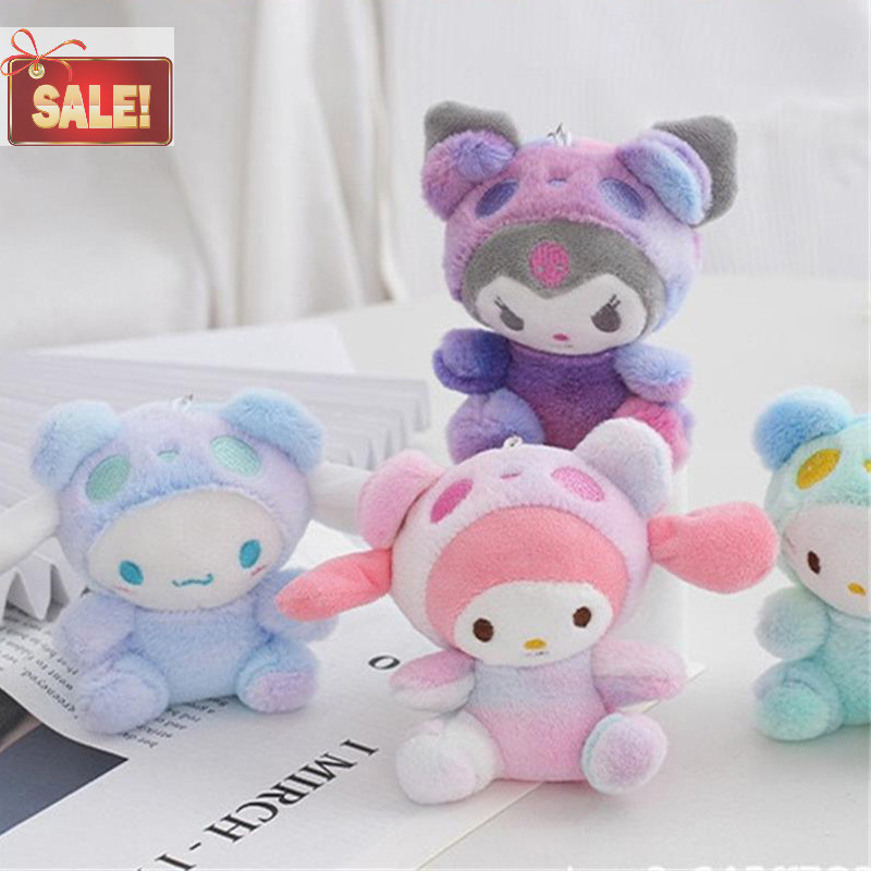 Bl Tie Dye Sanrio การ์ตูนตุ๊กตาของเล่นน่ารัก Kuromi Hello Kitty My Melody Cinnamoroll ตุ๊กตาตุ๊กตาพวงกุญแจจี้คู่ของขวัญ A