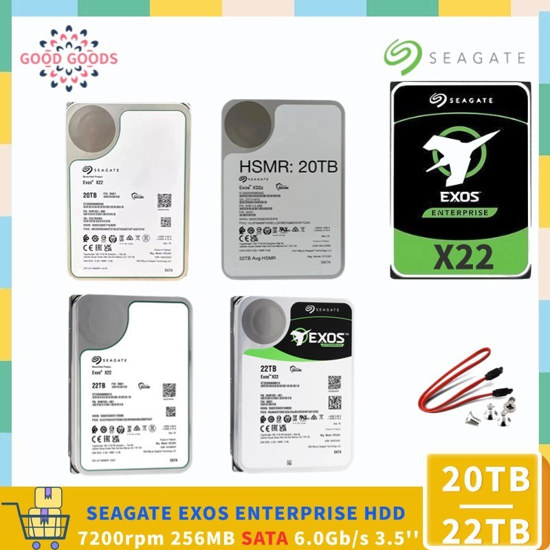 Seagate EXOS X22 X22Z 20TB 22TB ENTERPRISE 3.5 HDD 7200rpm 256MB แคช SATA 6.0 กิกะไบต์/วินาที