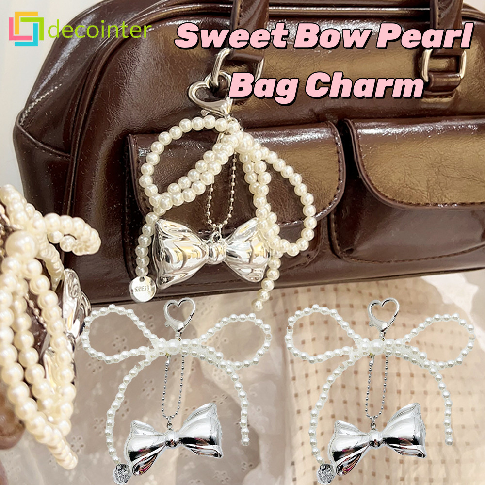 Fashionabl Bow Pearl Bag Charm- พวงกุญแจริบบิ้นโบว์หวาน-จี้โบว์โลหะอเนกประสงค์ที่หรูหรา