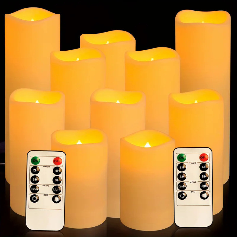 4/10pcs Flameless Candles With Remote, 2/4/6/8H Timer, Outdoor Indoor Waterproof Remote Control Cand