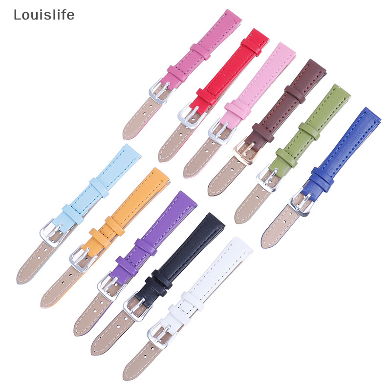 Llph 12 มม.ทอธรรมดาสายหนัง PU สายนาฬิกาใหม่สีลูกกวาดสายนาฬิกา LLP