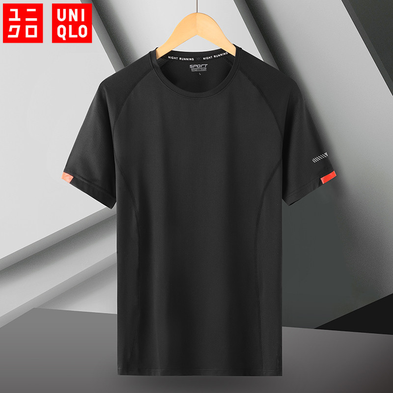 M-9XL UNIQLO เสื้อยืดแขนสั้น แบบแห้งเร็ว เหมาะกับฤดูร้อน สําหรับชาย เล่นกีฬา ยิม ฟิตเนส