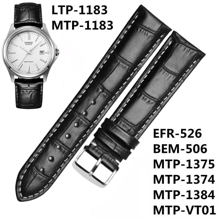 เหมาะสําหรับ casio MTP1183/LTP1183/MTP1302 สายหนังแท้ผู้ชายผู้หญิง MTP1375/MTP1374/MTP-VT01/MTP-1384