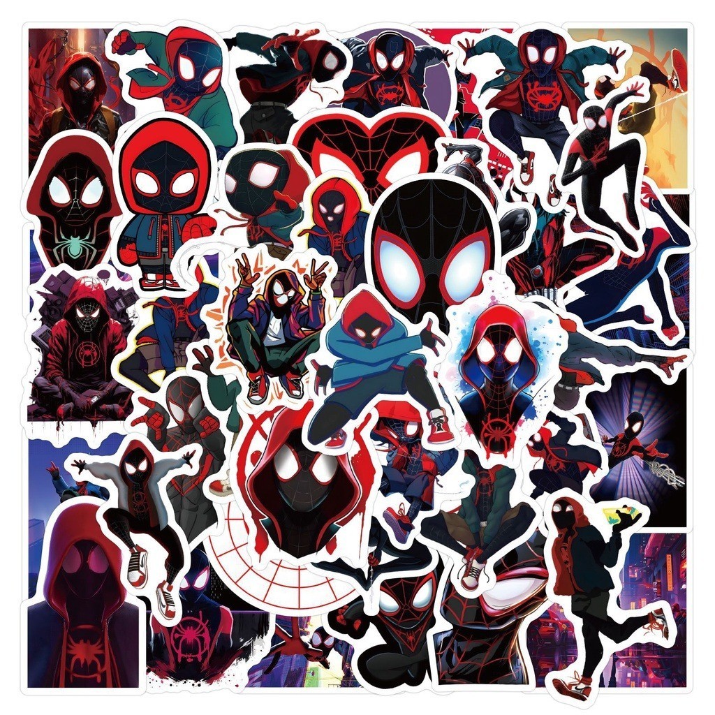 Y&P| ชุดสติ๊กเกอร์ Miles Morales Spider-Man ชุดสติ๊กเกอร์กราฟิตี้กันน้ำลายการ์ตูน, 54 แผ่น/ชุด
