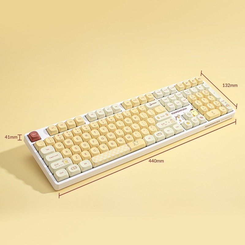Akko X Pompompurin Limited Edition 5108B Plus คีย์บอร์ดไร้สายขนาดเต็มพร้อมโปรไฟล์ RGB MOA แบบถอดเปลี่ยนได้ PBT Dye-Sub Keycaps