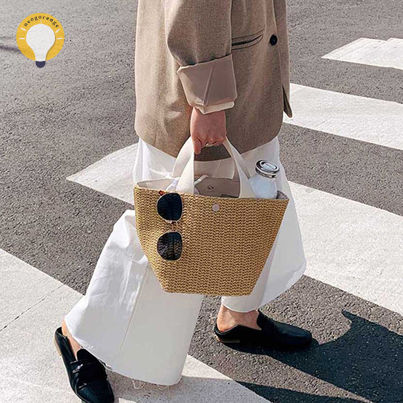 [neogrange] Elegant Ladies Strawทอกระเป๋าถือผู้หญิง Holiday Beach Casual Tote Top-Handleกระเป๋าแฟชั่นRetroกระเป๋าสะพายTH