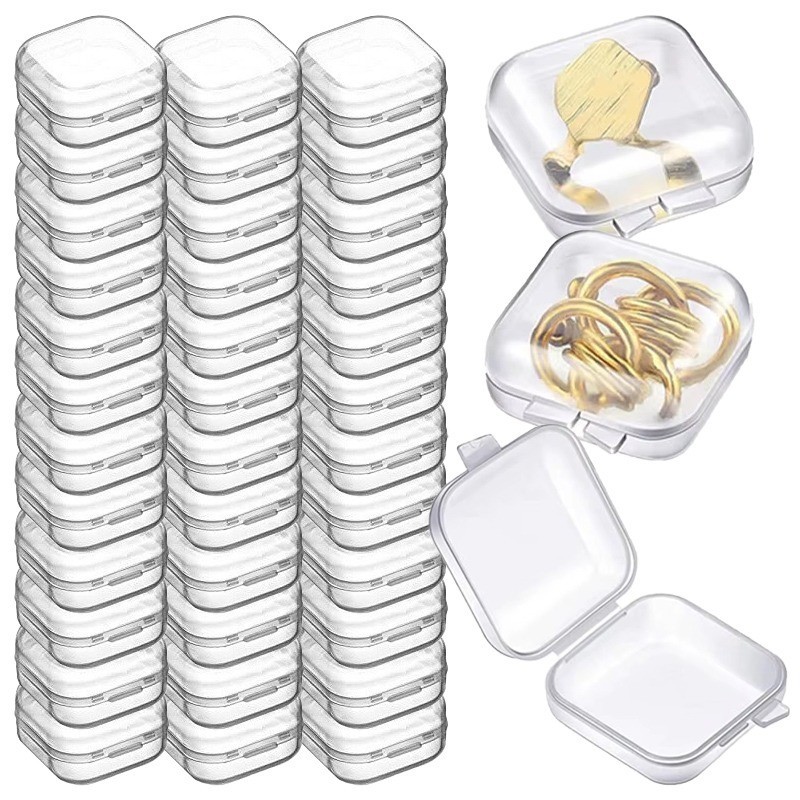 กล่องเก็บของพลาสติกขนาดเล็ก – ภาชนะใส่เครื่องประดับกันฝุ่นแบบใส – กล่องใส่แหวนต่างหูแบบพกพา