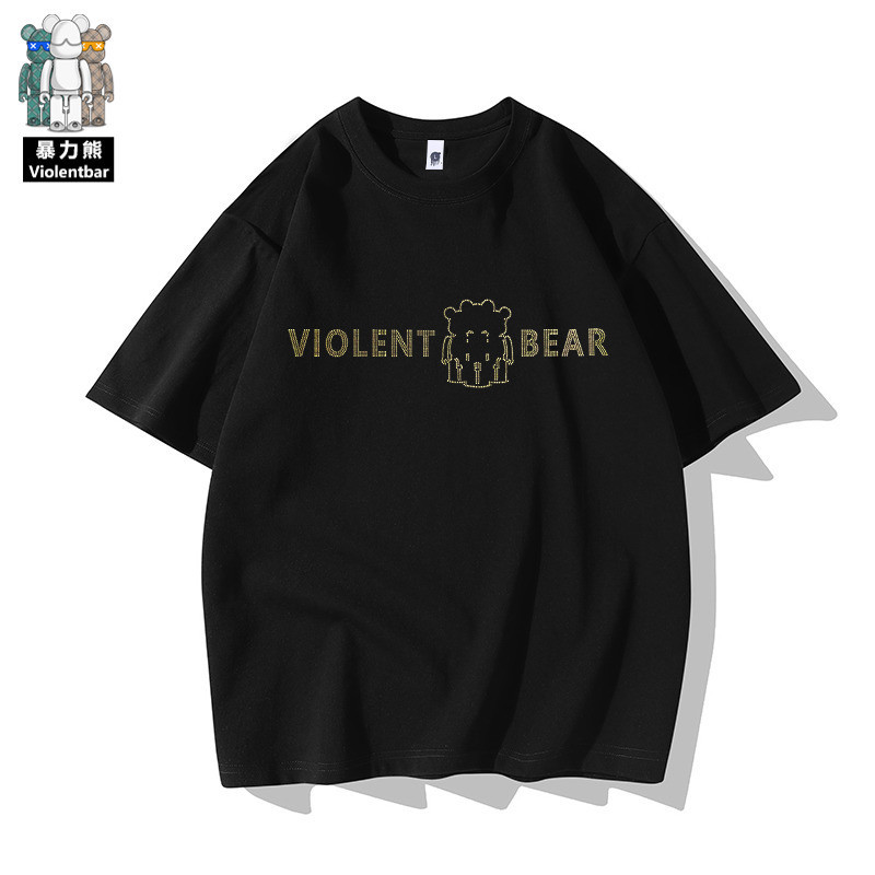 [พร้อมส่ง]【Violent Bear】Official upgrade 250 grams heavy Xin เกาหลี เซ็กซี่ ธรรมดา หลวม วินเทจ ใส่เด