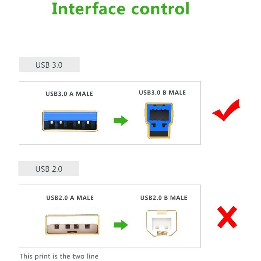 UGREEN สายต่อปริ้นเตอร์ USB 3.0 A Male to USB B Male Printer Scanner Cable ยาว 1-2M รุ่น US210