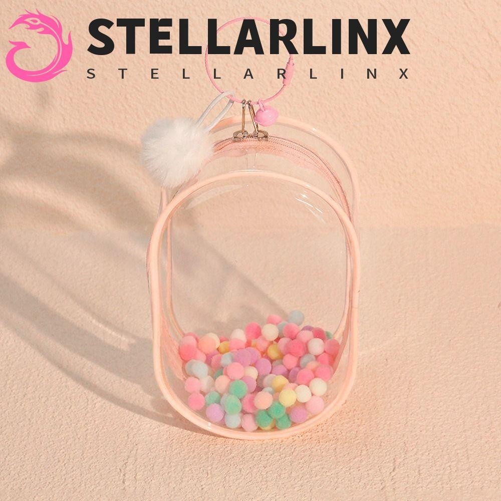 Stellarlinx Labubu ตุ๊กตากล่องแสดง, Glitter พร้อมพวงกุญแจ Wendy ตุ๊กตา Takeaway กระเป๋า,กันฝุ่น PVC ตุ๊กตาจอแสดงผล Labubu โปร่งใส Organizer กระเป๋าเครื่องประดับ Organizer