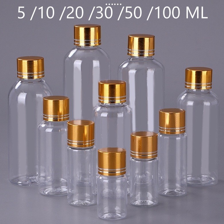 ขวดพลาสติกใส PET  ขวดฝาทอง   5 10 15 20 30 50 100 ML