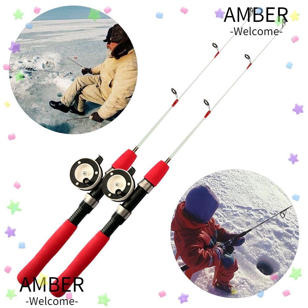 Amber คันเบ็ดตกปลาน้ําแข็ง รอกล็อบสเตอร์ สําหรับเดินทางกลางแจ้ง