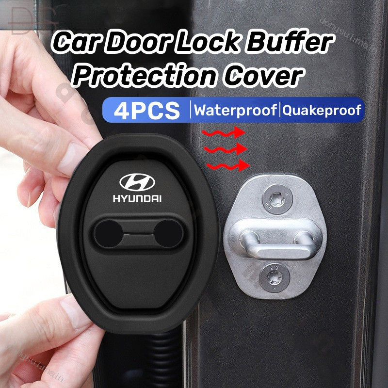 4 ชิ้น Hyundai ซิลิโคนรถประตูล็อคฝาครอบป้องกันประตูล็อคโช้คอัพเงียบอุปกรณ์เสริมสําหรับ Hyundai Ioniq