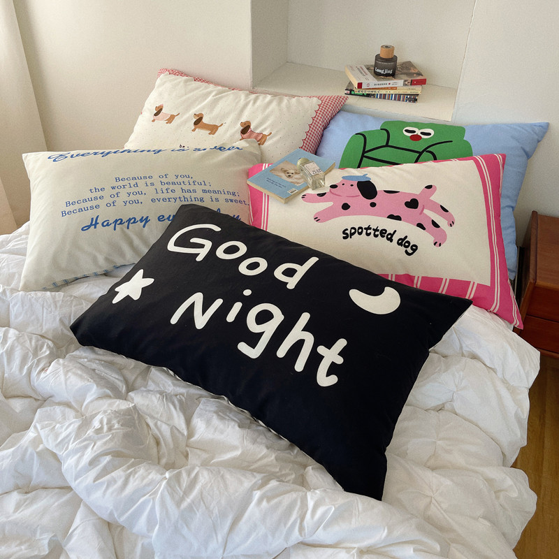 Good night moon ปลอกหมอนการ์ตูนคุณภาพสูงผ้าฝ้าย 100% หมอนนุ่มพิเศษกรณีหนาแน่นทอผ้าซองจดหมายหมอนผ้าฝ้ายแท้