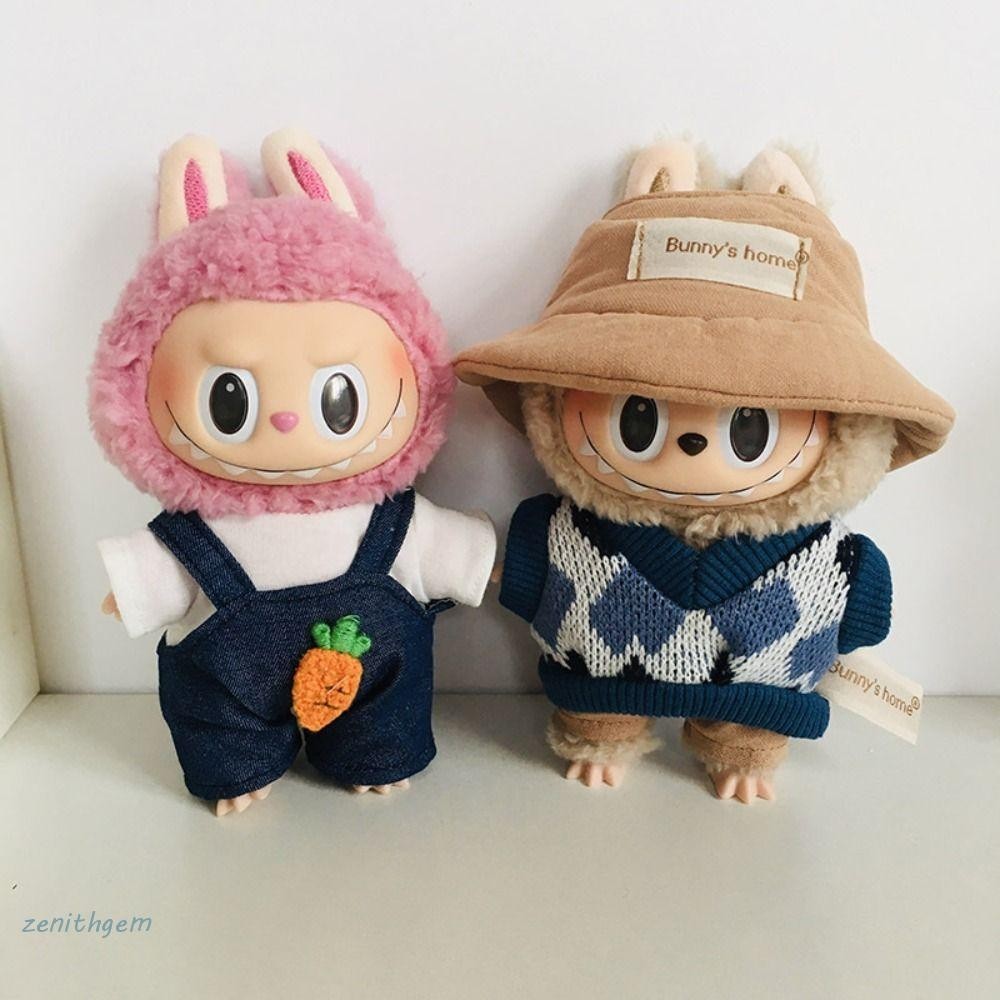 Zenithg 17 ซม.Labu ตุ๊กตาเสื้อผ้า,แฟชั่น 17 ซม.Labu ตุ๊กตา,ตุ๊กตาเสื้อผ้าน่ารักสีสัน Mini Labubu Time ชุดเด็กของขวัญ