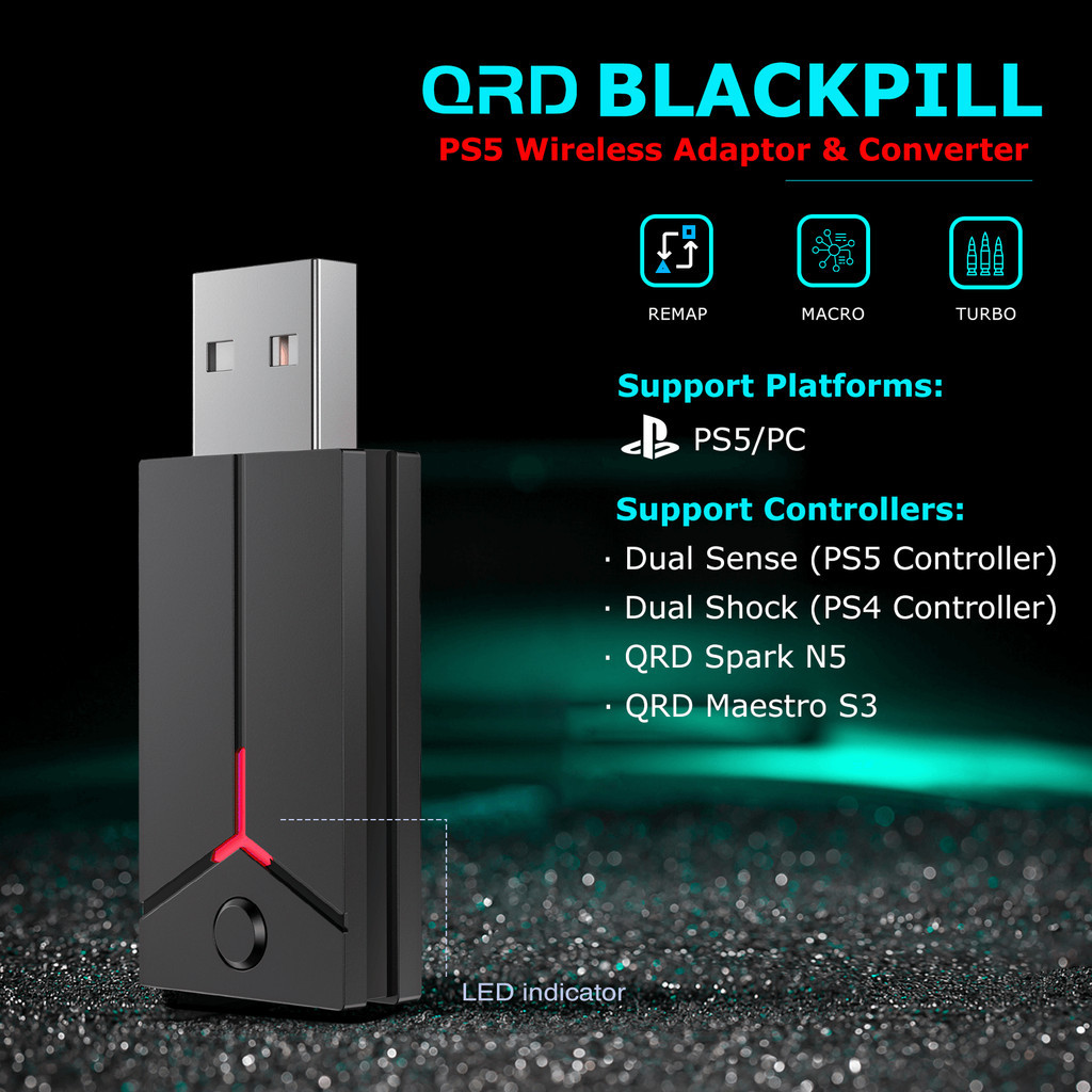 Qrd BLACKPILL PS5 ไร้สาย Adaptor และ Converter สําหรับ QRD Spark N5/QRD Maestro S3/Arcade Stick/Orig