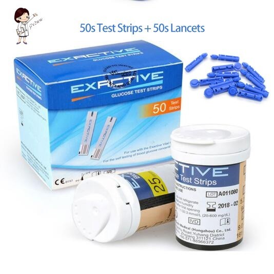 EXACTIVE VITAL ระดับน้ำตาลในเลือด50S แถบทดสอบฟรี50S Lancets
