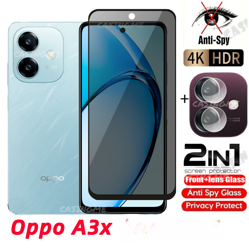 Oppo A6 A3x 2024 กระจกนิรภัยส่วนตัว Anti-Spy คลุมทั้งหมดปกป้องหน้าจอ Anti Peek ฟิล์มความเป็นส่วนตัวสําหรับ Oppo A3x 5G OppoA3x A3 xA3 Pro 4G 5G 2024 Anti Peek ฟิล์มความเป็นส่วนตัว