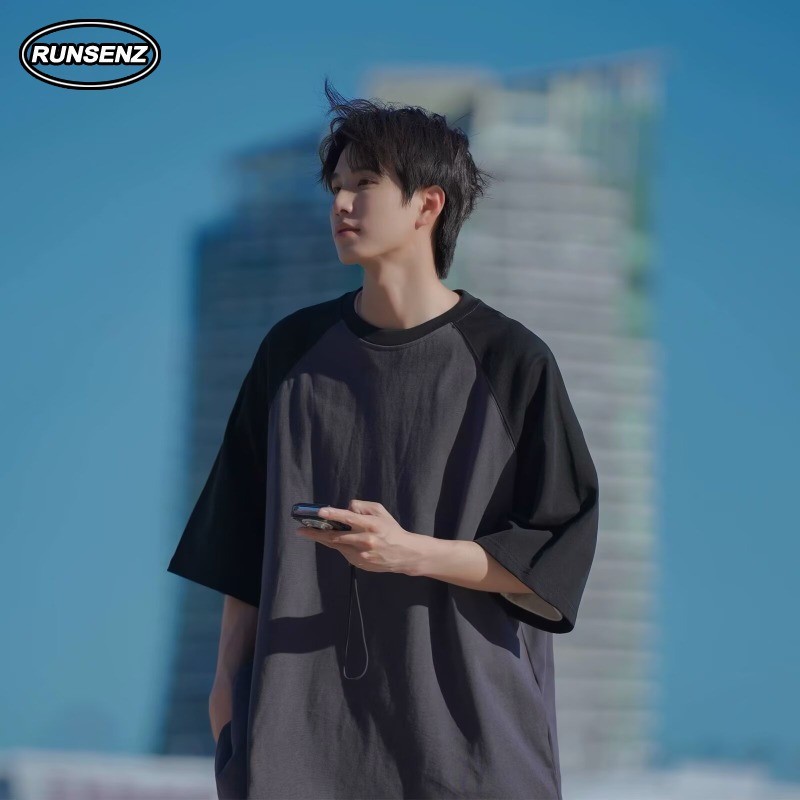 M-8xl เกาหลีการออกแบบ Sense Raglan T เสื้อผู้ชาย Plus ขนาดรอบคอลําลองหลวม Oversize Tee ราคา ถูกที่สุด ดีลบีเคเค แกลเลอรีภาพที่ 7