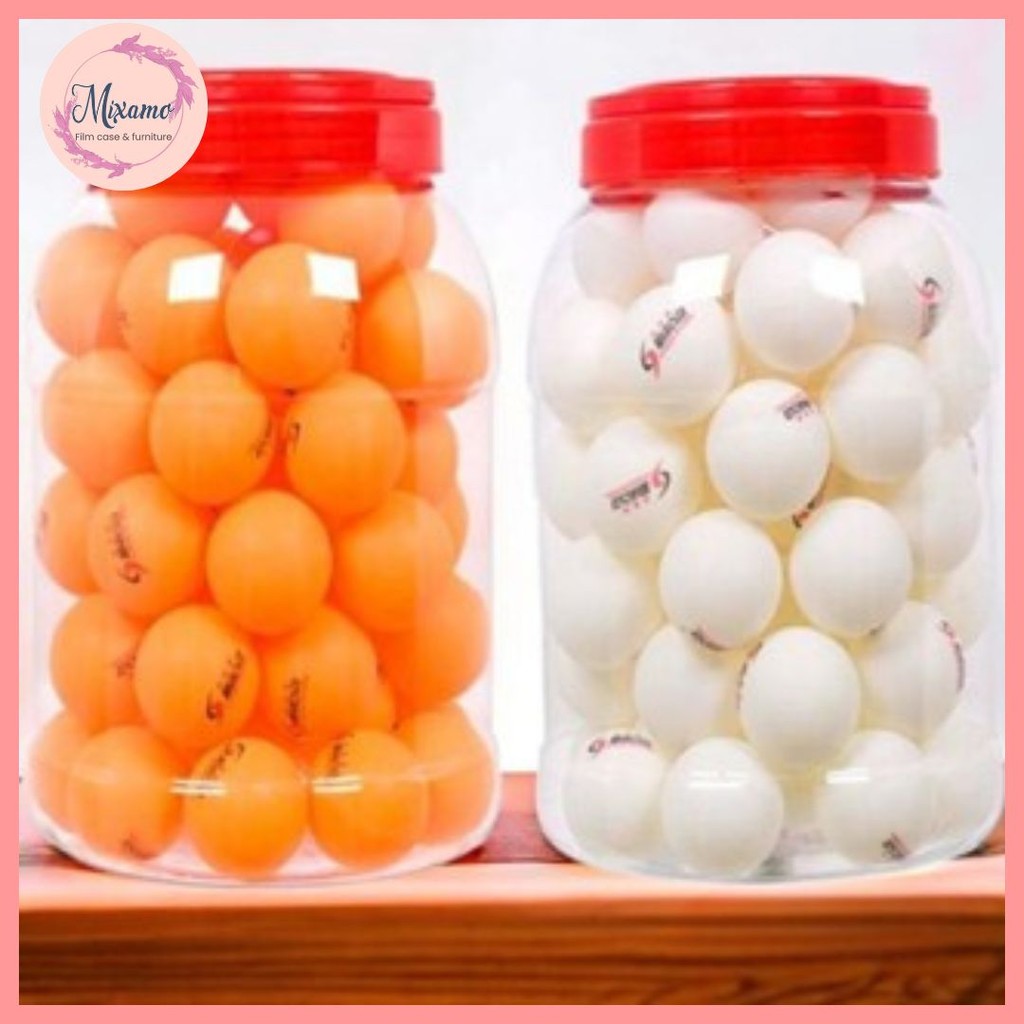 --MXM--ลูกปิงปอง 60ลูก พร้อมโหลพลาสติกใส่ ปิงปองสีขาว/สีส้ม #T-0002