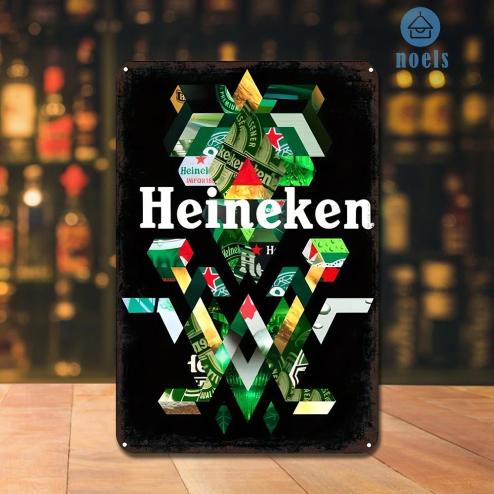 Vintage Metal Heineken ป้ายดีบุกสี่เหลี่ยมภาพวาดเหล็ก Wall Bar Decor20x30 ซม. [Noel.th]