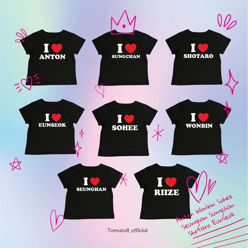 [Tomato8]-เสื้อยืด Baby tee I love RIIZE   💓เปลี่ยนชื่อได้ ระบุชื่อในหมายเหตุ💗 RIIZE ตลาดนัดkpop