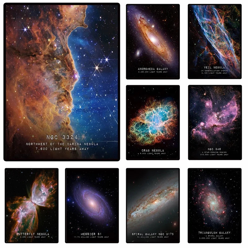 Galaxy Nebula Canvas Prints - ศิลปะผนังดาวดาราศาสตร์สําหรับห้องนั่งเล่น, ตกแต่งทางเดิน, ภาพโปสเตอร์อวกาศพราว