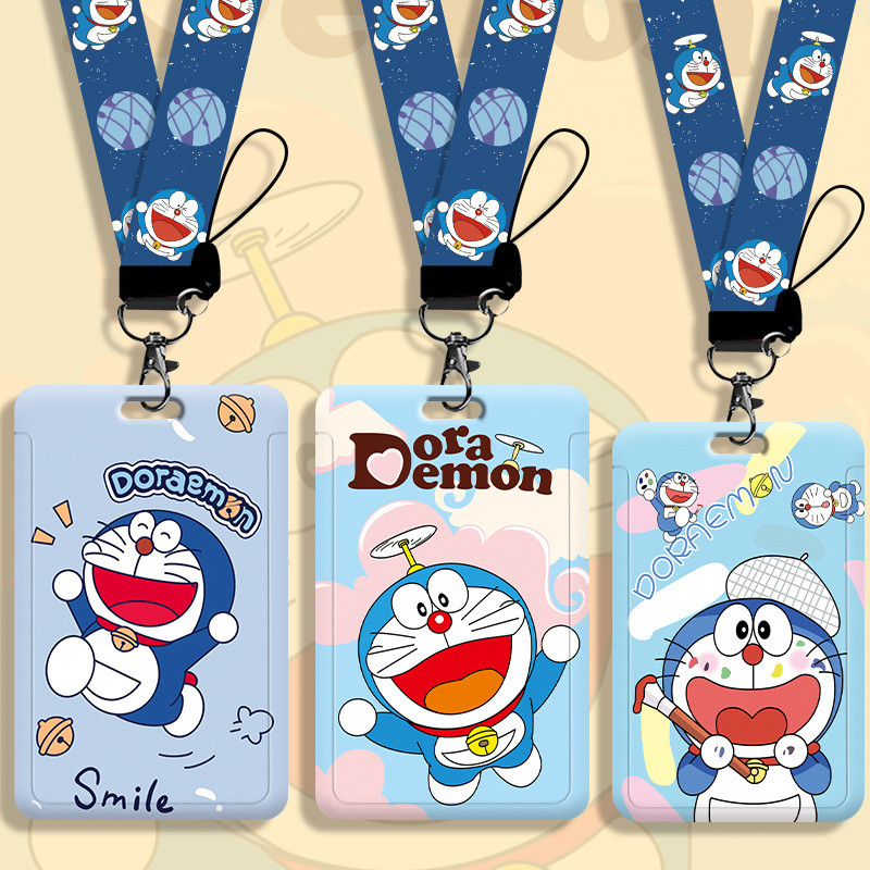 2024 การ์ตูนสไตล์ใหม่โดราเอมอนพลาสติก หน้าท้อง ฮาร์ดผู้ถือบัตรมูลค่าสูงเชือกแขวนคอคอผู้ถือเอกสารเหนี่ยวนําชายหญิงลิฟท์บัตรควบคุมการเข้าออกกรณีป้องก