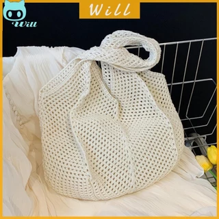 วิล✿กระเป๋าถักโครเชต์ ทรงโท้ท ฉลุลาย เหมาะกับเดินชายหาด แฟชั่นฤดูร้อน สําหรับผู้หญิง