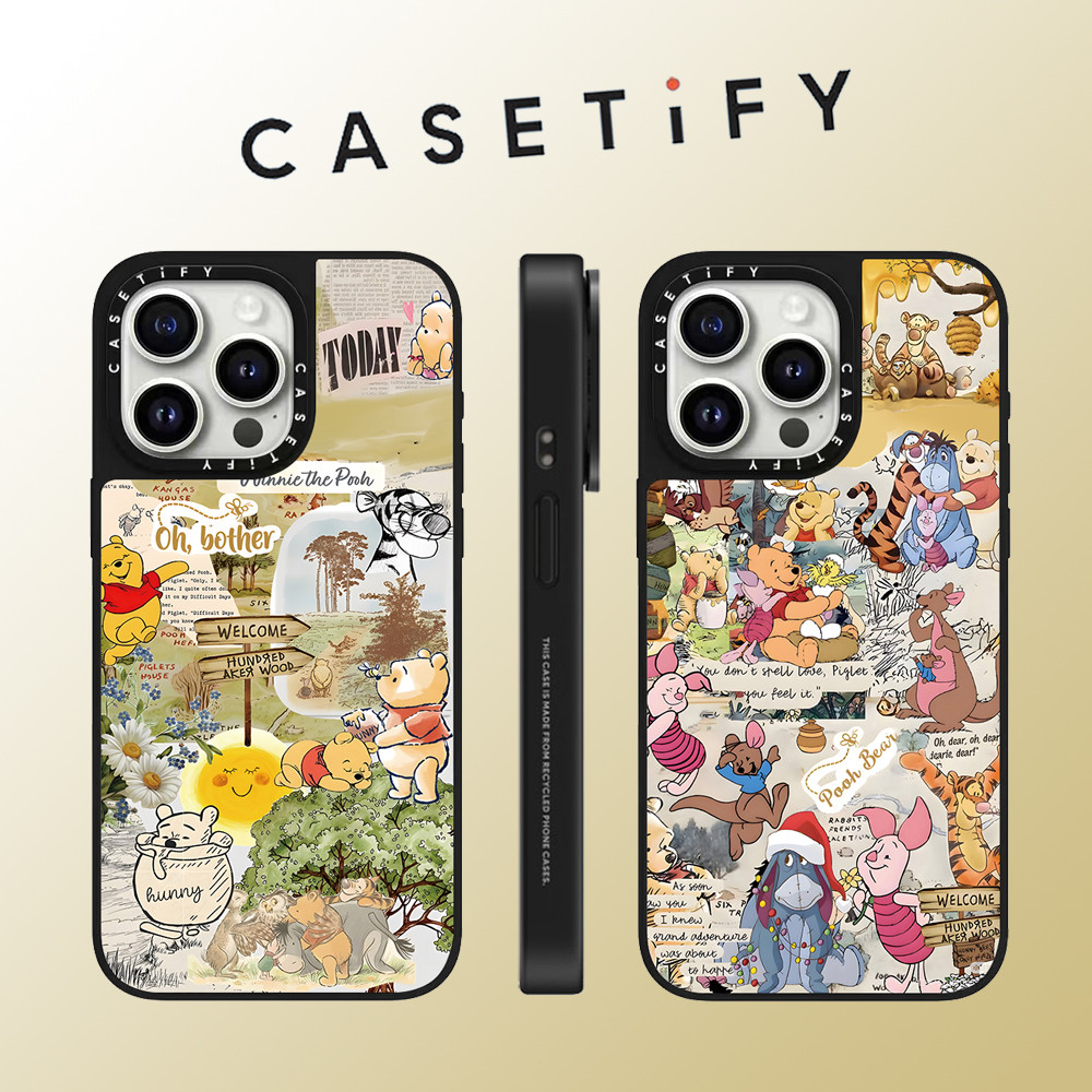 Casetify การ์ตูนน่ารักสัตว์กราฟฟิตีหมีกระจกใบหน้าเคสโทรศัพท์สําหรับiPhone 15 Pro Max 14 Plus 13 ProMax 12 12Pro 11 โทรศัพท์กันกระแทกขอบนุ่มฮาร์ดป้องกันกรณี