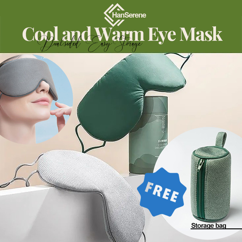 HanSerene Hot & Cold Sleep Mask - Dual-Sided 3D Light Blocking Eye Mask แบบพกพาสําหรับเดินทางและงีบ