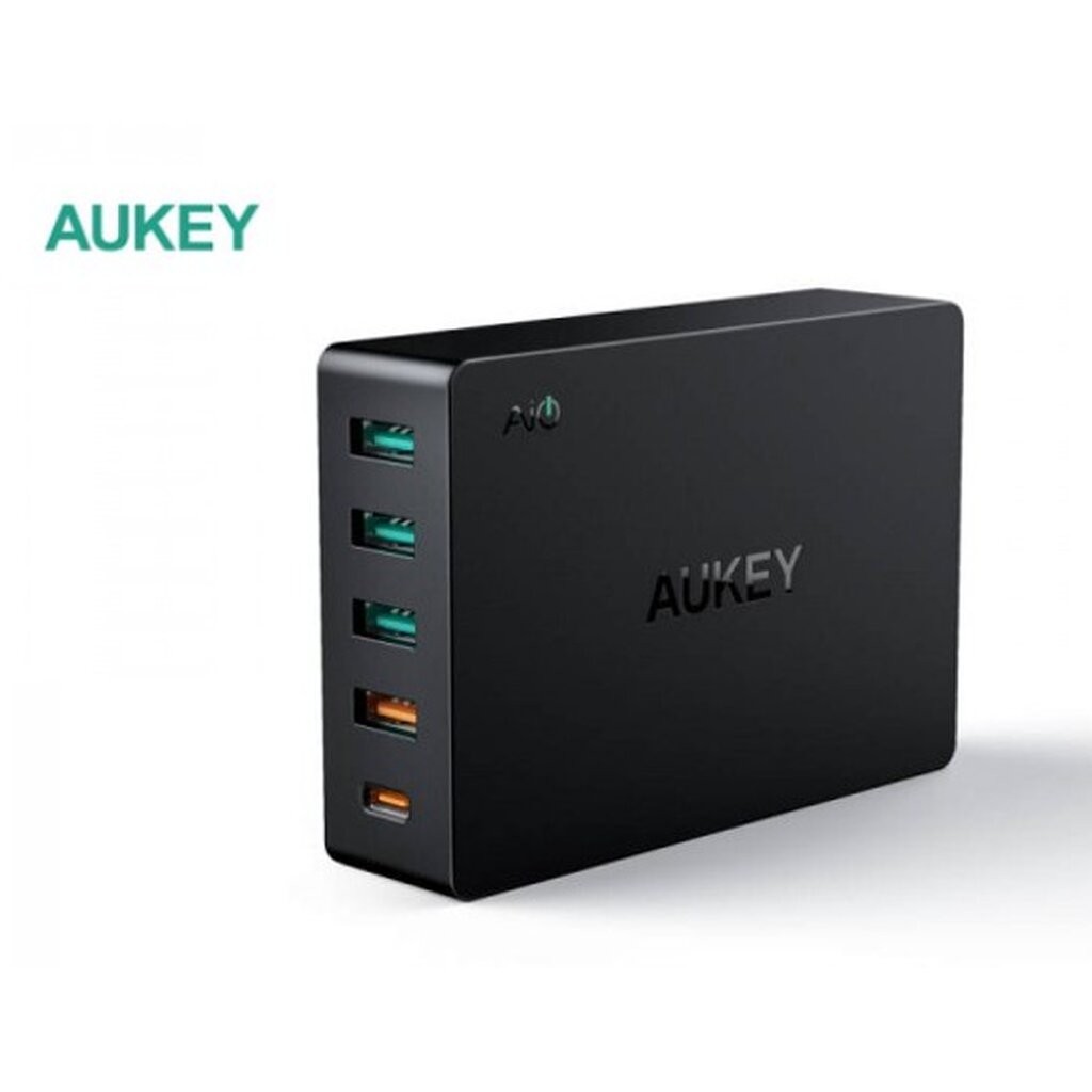Adapter Aukey ชาร์จเร็ว ( 5 Port | PD | QC 3.0 | Fast Charger | GaN | 63W ) - Black