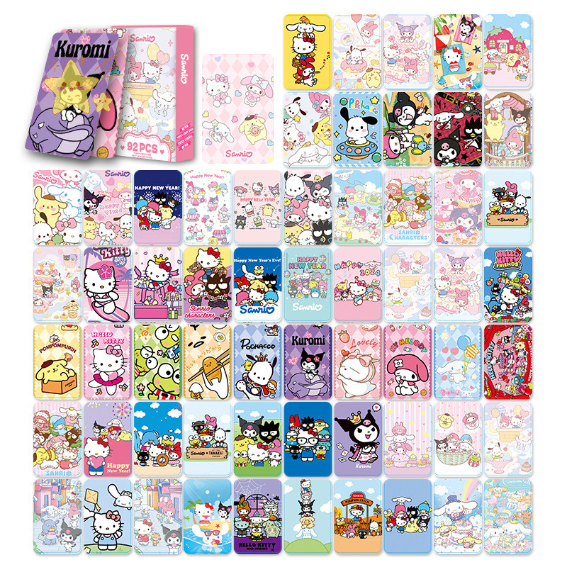 [JBTH] 92 ชิ้น/เซ็ต Sanrio Laser Lomo Card Hello Kitty Collection Card อะนิเมะ Kuromi Cinnamoroll สองด้าน HD สีพิมพ์การ์ดภาพถ่าย [JB]