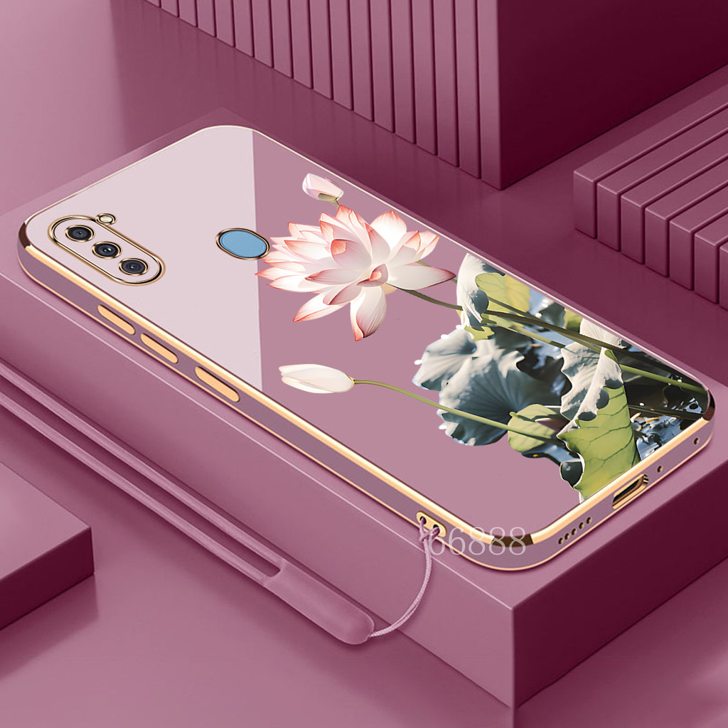 ฟรี Lanyard case สําหรับ Samsung A11 M11 M30S เคสโทรศัพท์ TPU รูปแบบดอกบัวล่าสุดกันกระแทก Soft case