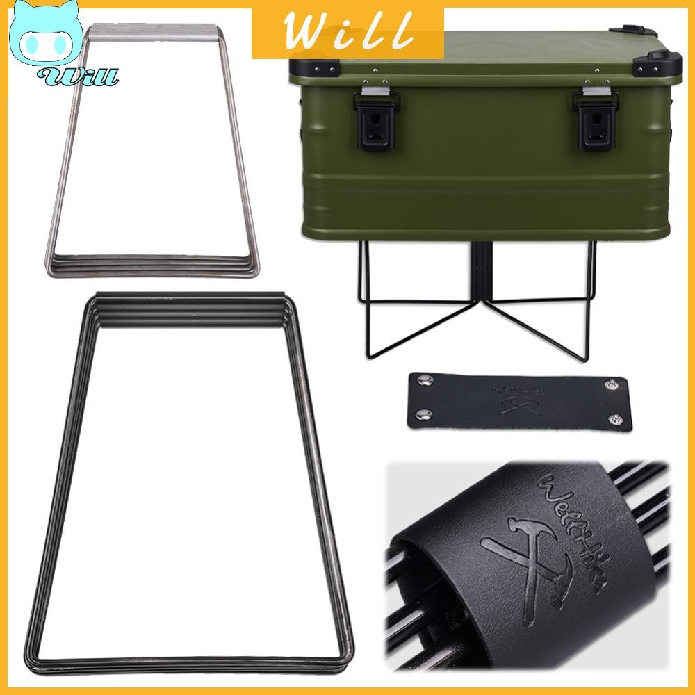 WELLHIKE กล่องอลูมิเนียมอัลลอยด์ยืนกลางแจ้งตั้งแคมป์กล่องจัดระเบียบพับแบบพกพายืนสีดําเงินเหล็กกล่องเก็บของยืนใหม่