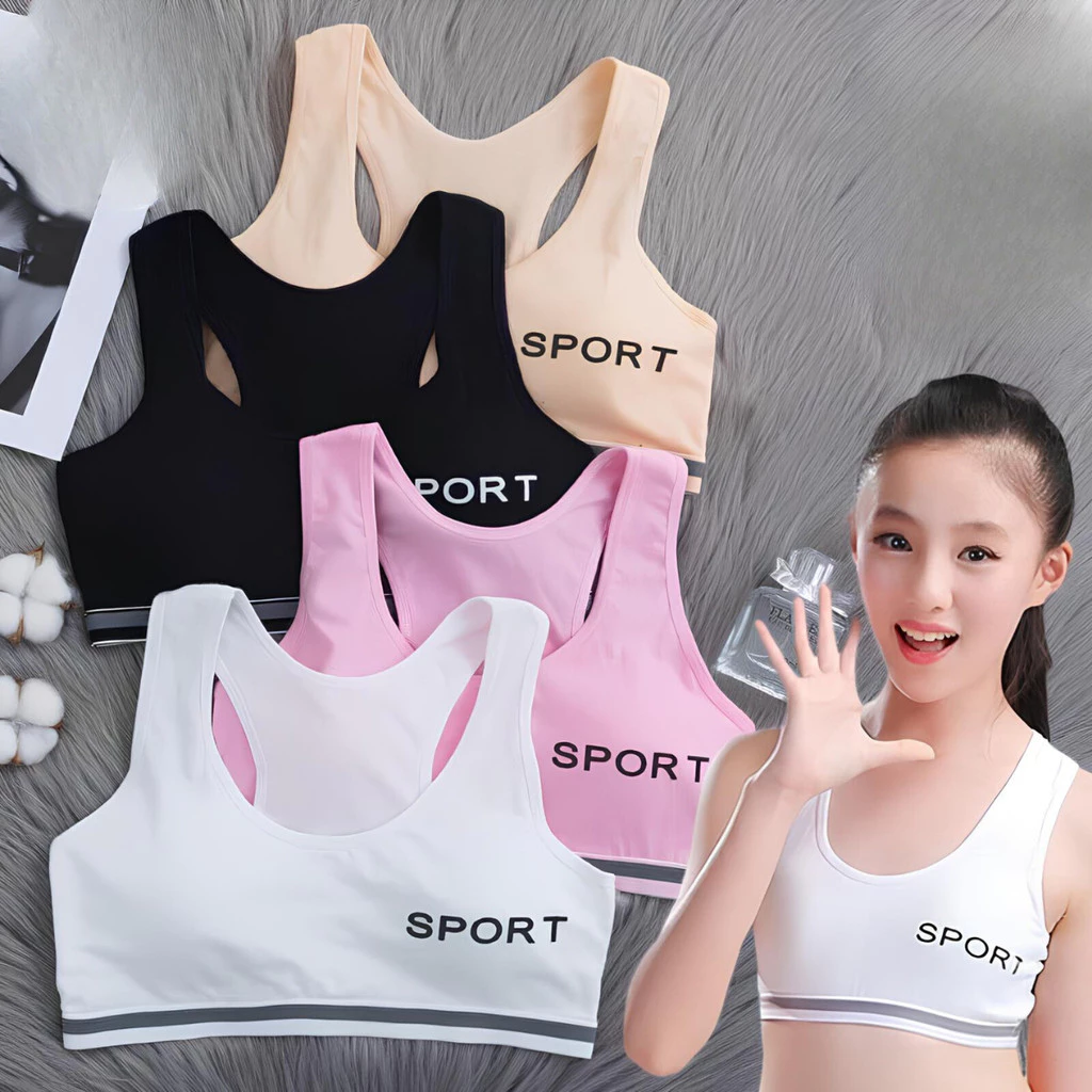 เสื้อซับในเด็ก สปอร์ตบรา ชุดชั้นในเด็กผู้หญิง เด็กวัยรุ่น มีฟองน้ำในตัวถอดได้ งานผ้าฝ้ายเนื้อนุ่ม สวมใส่สบาย
