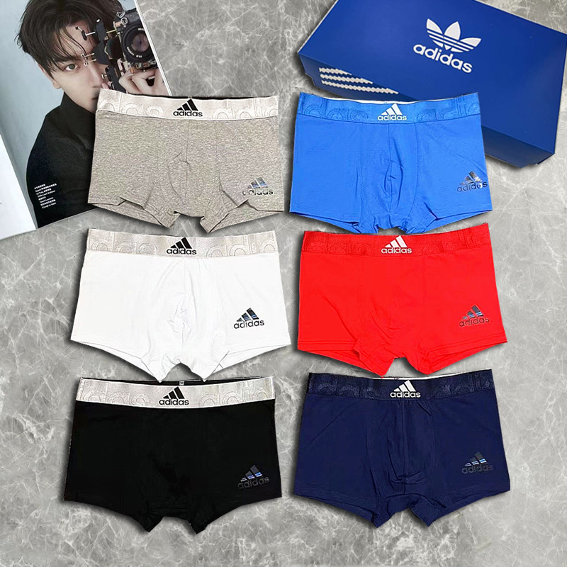 Street Wear ชุดชั้นในชายผ้าฝ้ายแท้ [3 ชิ้น + กล่อง] ชุดชั้นในชาย High-End กางเกงบ็อกเซอร์ระบายอากาศสบาย