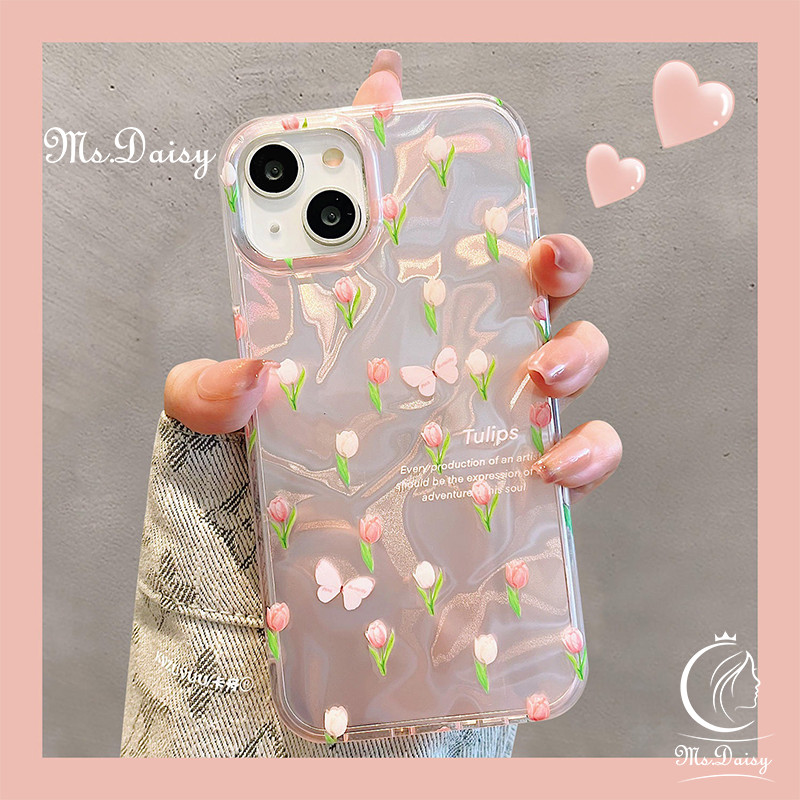 SAMSUNG แฟชั่นระลอกน้ําเคสโทรศัพท์สําหรับsamsung Galaxy A02 A02S A03S A03 Core A04 A04E A04S A05 A05S A11 A12 A13 A14 A15 A20 A30 A21S A22 ทิวลิปผีเสื้อฝาครอบโทรศัพท์
