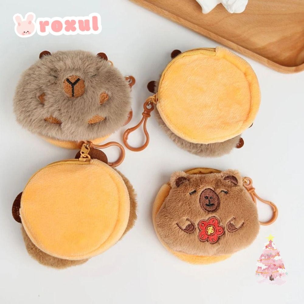 Roxul Capybara กระเป๋าใส่เหรียญตุ๊กตาอะนิเมะ,การ์ตูน Kawaii กระเป๋าใส่เหรียญขนาดเล็ก,กระเป๋าเก็บของแฟชั่นสร้างสรรค์น่ารักกระเป๋าหูฟัง