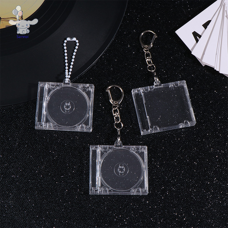 [San] อุปกรณ์ต่อพ่วงที่ระลึกอัลบั้มเปล่า Mini CD Case พวงกุญแจ CD Player รูปจี้กุญแจสําหรับ DIY กระเป๋าเป้สะพายหลังแขวนตกแต่ง POP
