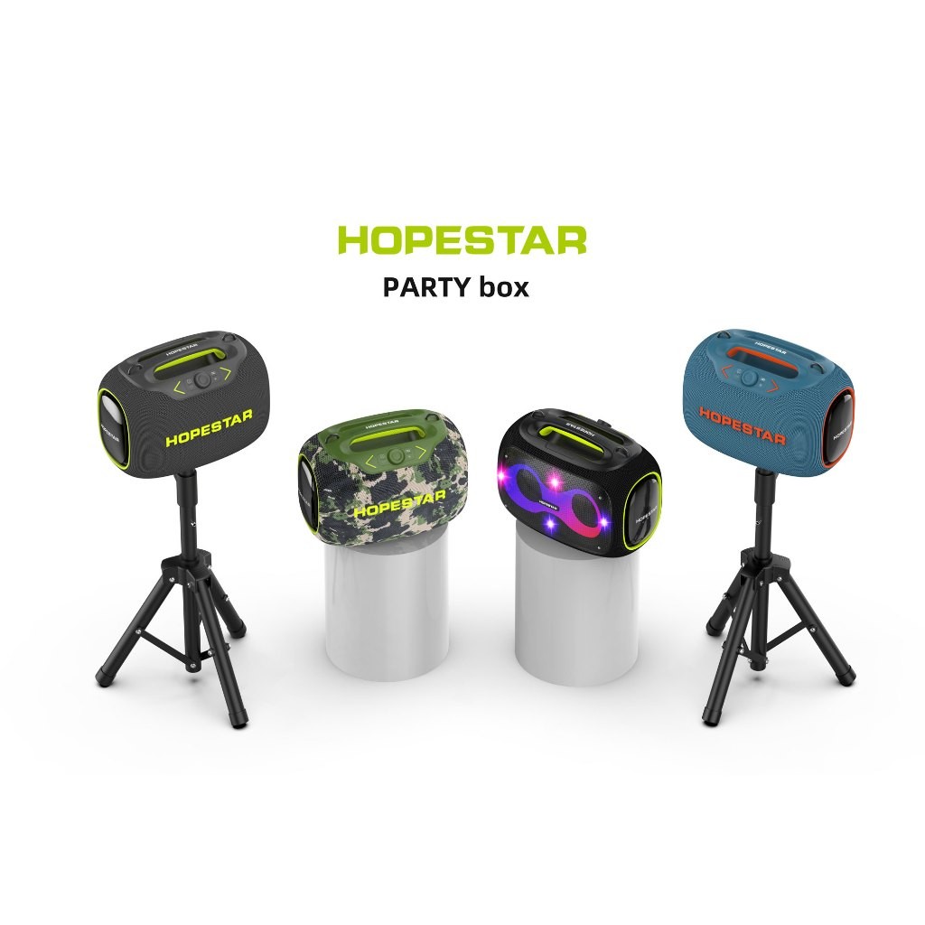 ลำโพงบลูทูธ HOPSTAR PARTYBOX 120 วัตต์ เสียงดี ไมค์ลอย 2 อัน ปรับเบสได้ 3โหมด แท้100% ขาตั้ง ขายแยก