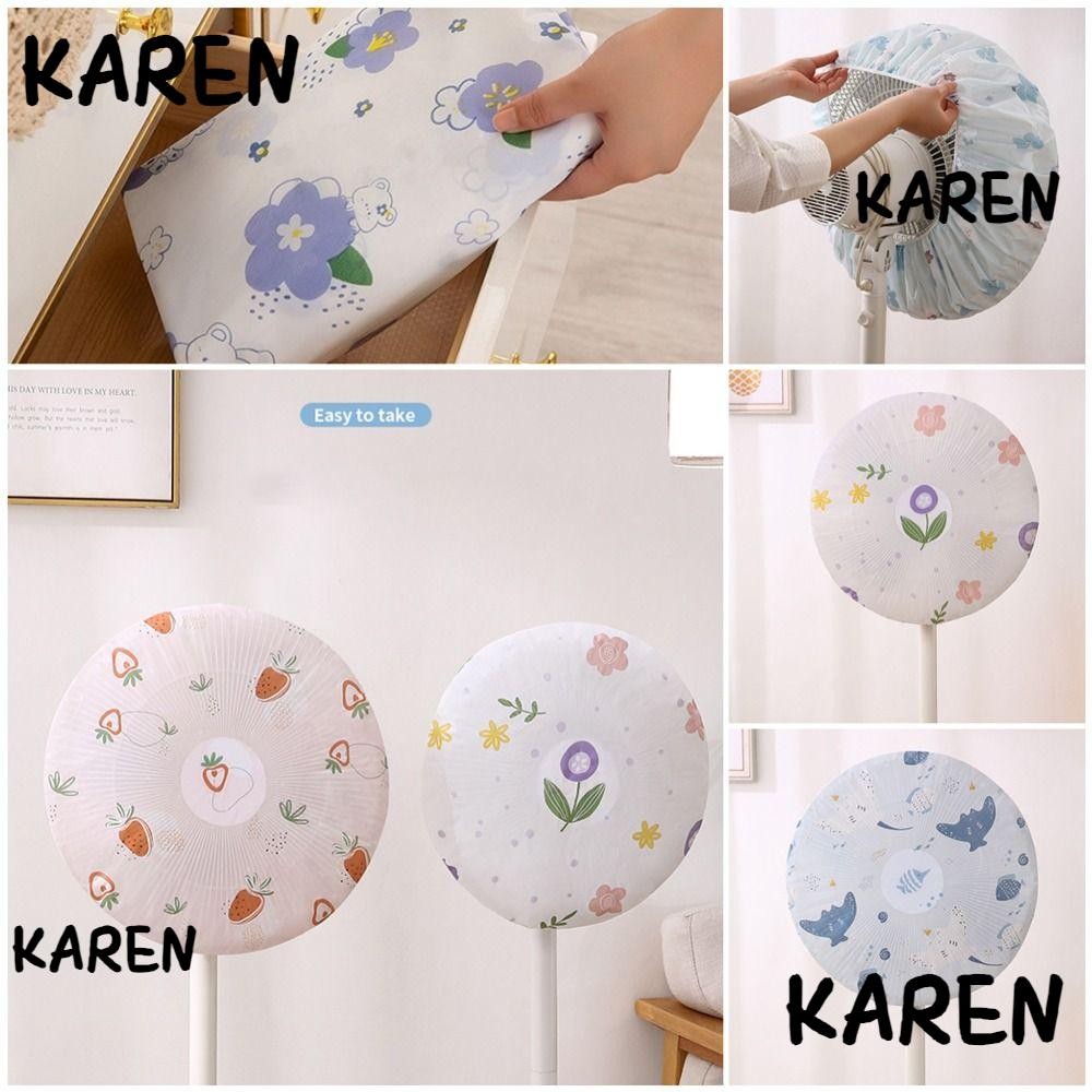 ผ้าคลุมป้องกันพัดลม KAREN พัดลมกลม เด็กทารก ผ้าคลุมพัดลมไฟฟ้าไฟฟ้าป้องกันหยิกการพิมพ์ลายการ์ตูนสําหรับเด็กทารกพัดลมป้องกันนิ้วฝาครอบกันฝุ่น