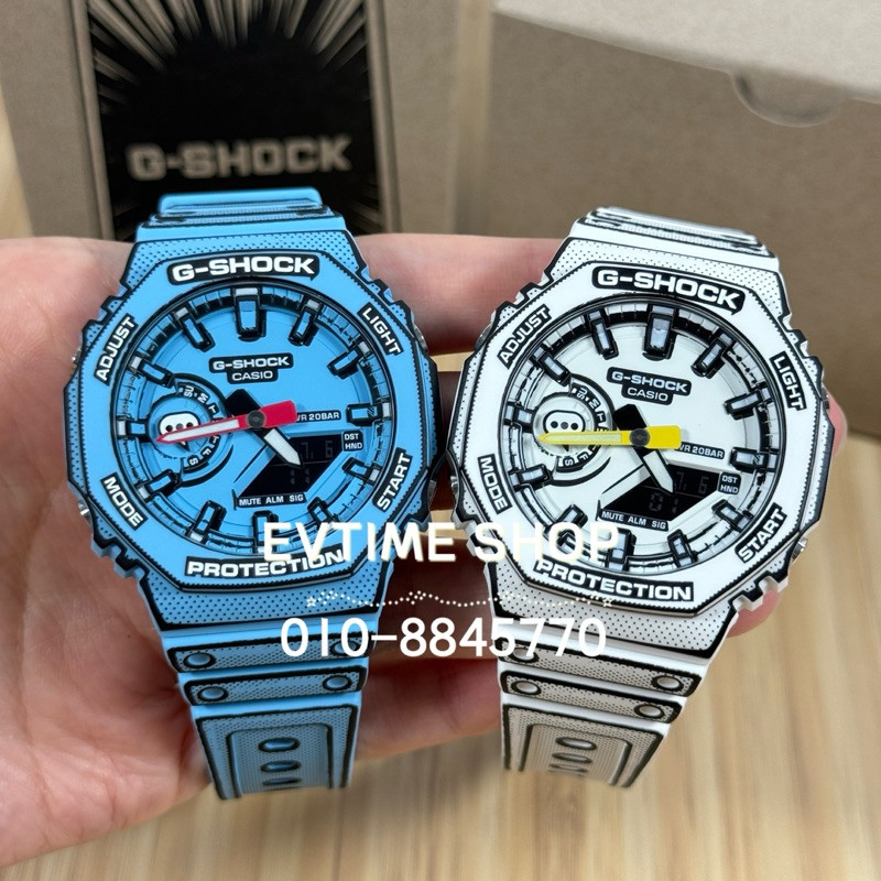GA-2100MNG-2A Comic Series Blue นาฬิกาสปอร์ต unisex GA-2100 แฟชั่นเรซิ่นสายนาฬิกา w156