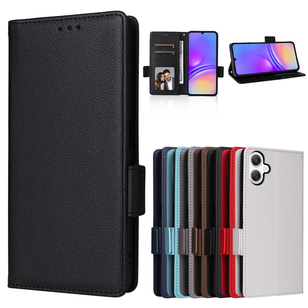 Samsung A06 A16 หนังสําหรับ Samsung Galaxy A06 A16 5G 4G 2024 ฝาครอบโทรศัพท์ปลอกช่องเสียบการ์ดกระเป๋าสตางค์ขาตั้งยึด Soft TPU Edge กันชนกันกระแทก