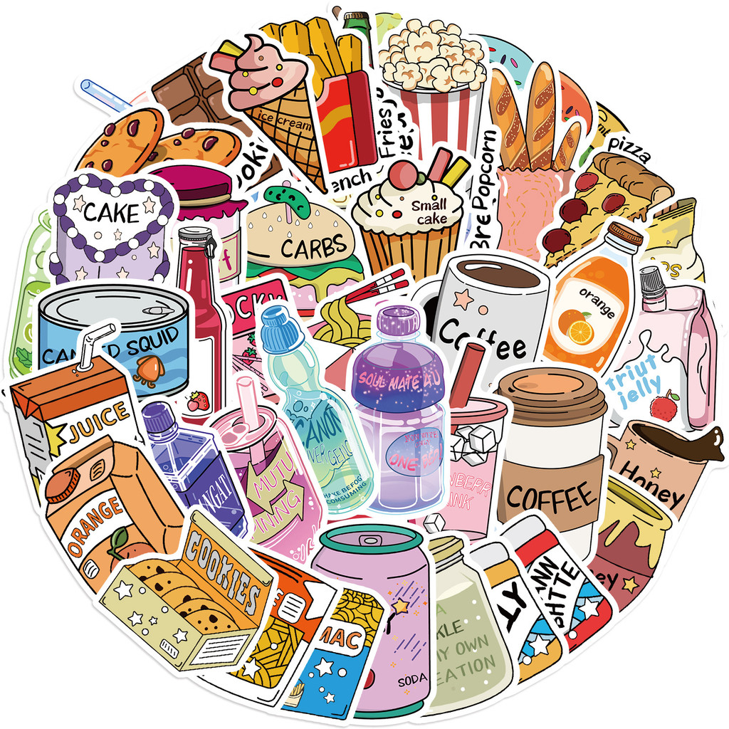 50pcs Original Hand Drawn Snack Club Graffiti สติกเกอร์สําหรับจักรยานบัญชีมือกล่องดินสอ Decals LanLanStickersWorld