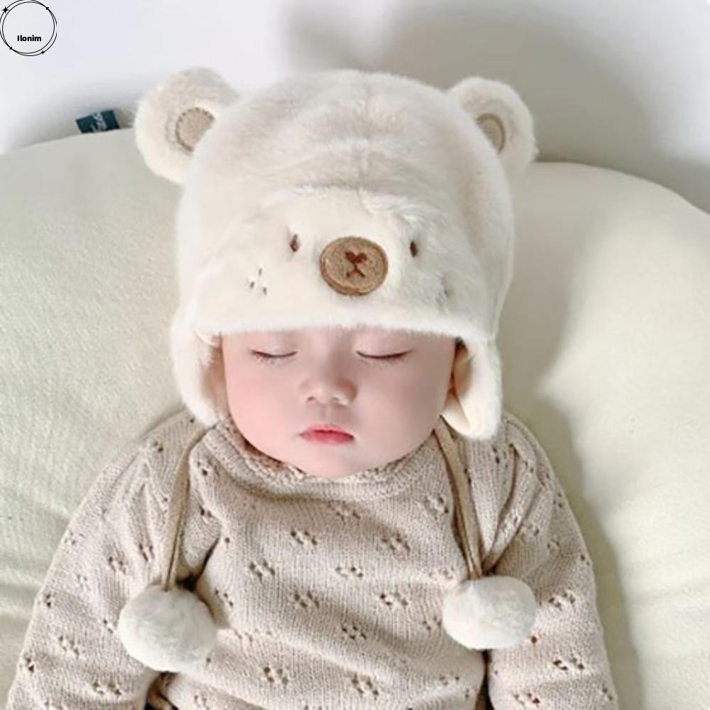 ไอลอนิม เด็กนุ่มตุ๊กตาอบอุ่นหมวก, กันลมเย็นและอบอุ่นป้องกันอุ่นหมวกบีนนี่,นุ่มและผิวที่เป็นมิตรขนระบายอากาศกลางแจ้งหนาป้องกันหู ฝากระโปรง