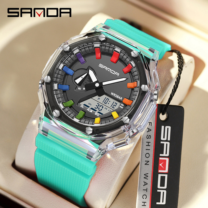 ซานดา ชุดโปร่งใสใหม่ทันสมัยและเรียบง่ายกันน้ําส่องสว่างอิเล็กทรอนิกส์นาฬิกาผู้ชาย SD3341-1 - รูปที่ 6