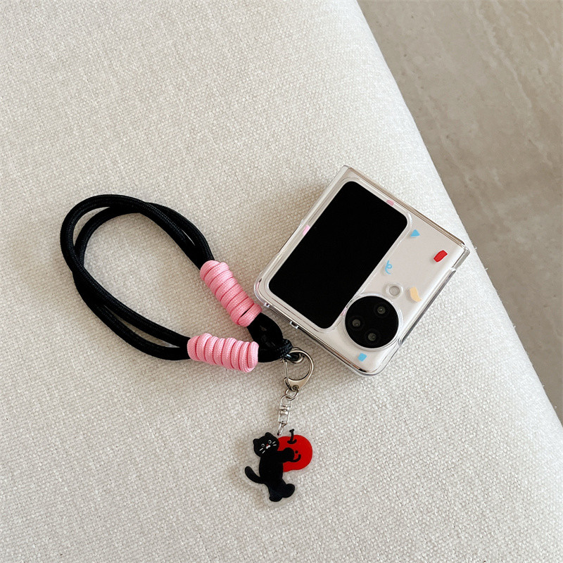 น่ารัก Black Cat Ball Clear Case OPPO Find N3 N2 Flip รูปที่ 4