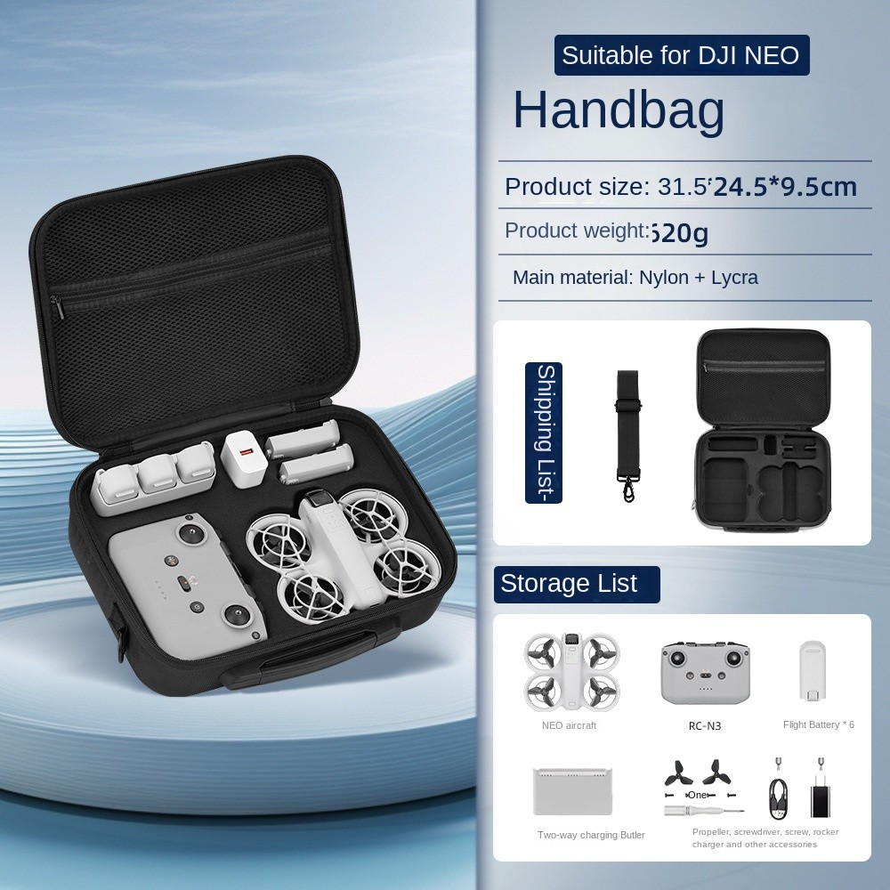 เหมาะสำหรับ DJI Neo กระเป๋าเก็บของผู้ทรงอำนาจกระเป๋าสะพายกระเป๋าสะพายข้างกระเป๋าเก็บของแบบพกพากล่องหิ้ว